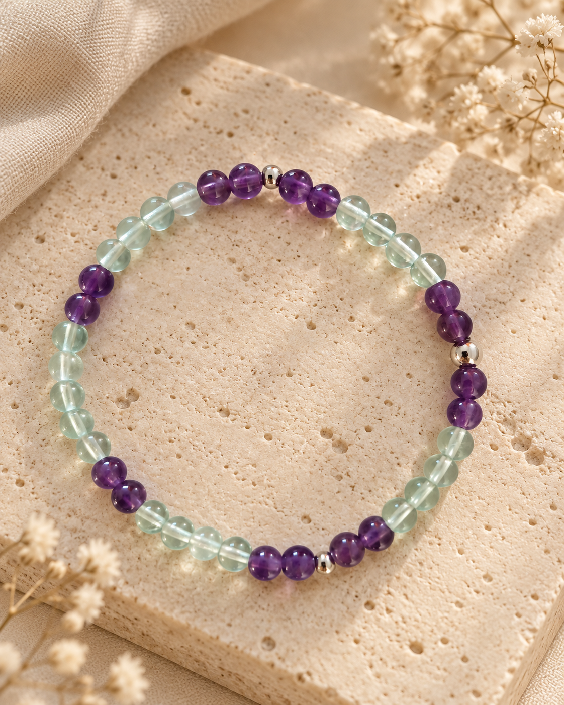 Bracelet "Equilibre" – Améthyste & Fluorite