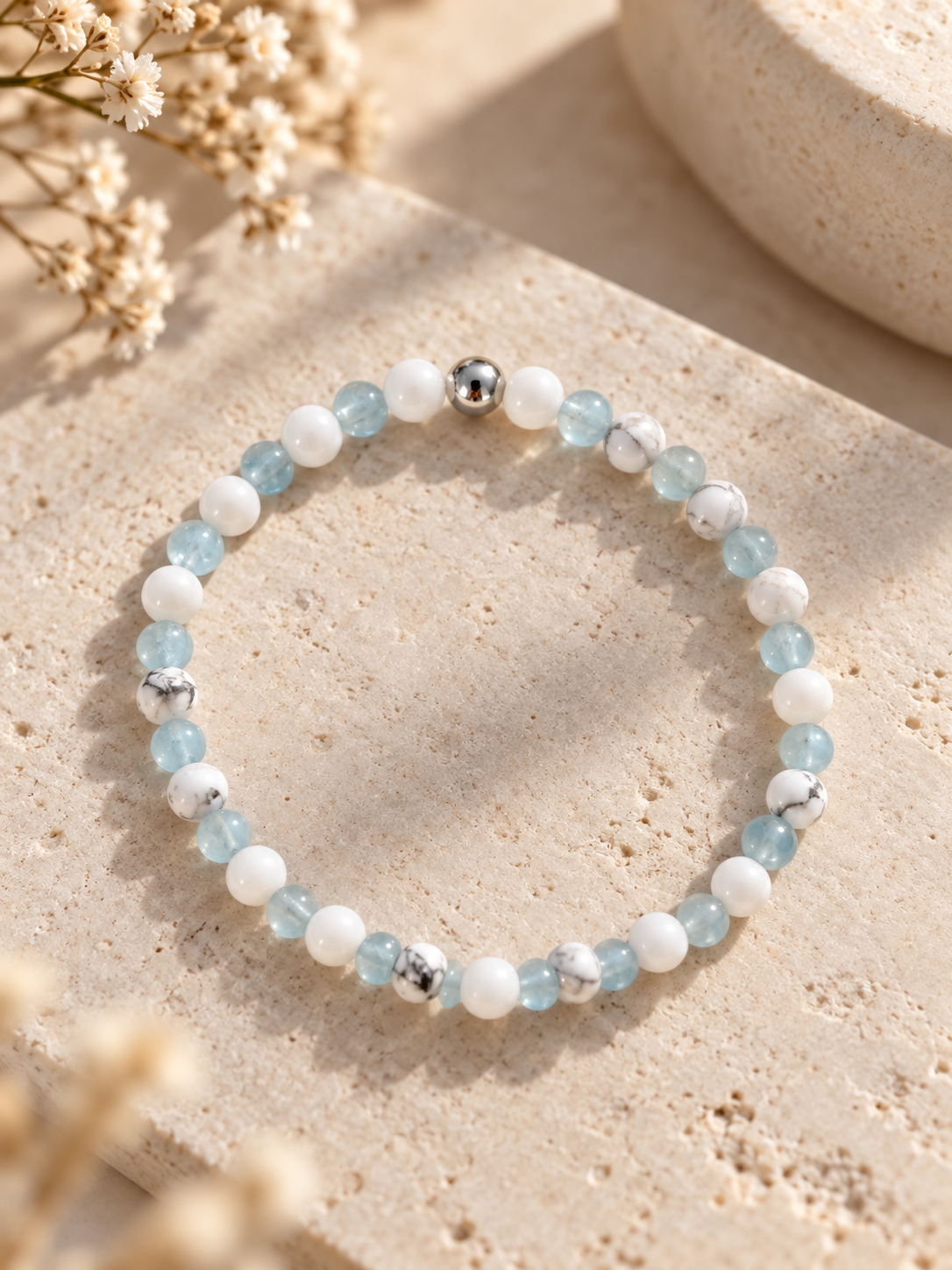 Bracelet "Apaisement" – Aigue marine & Howlite
