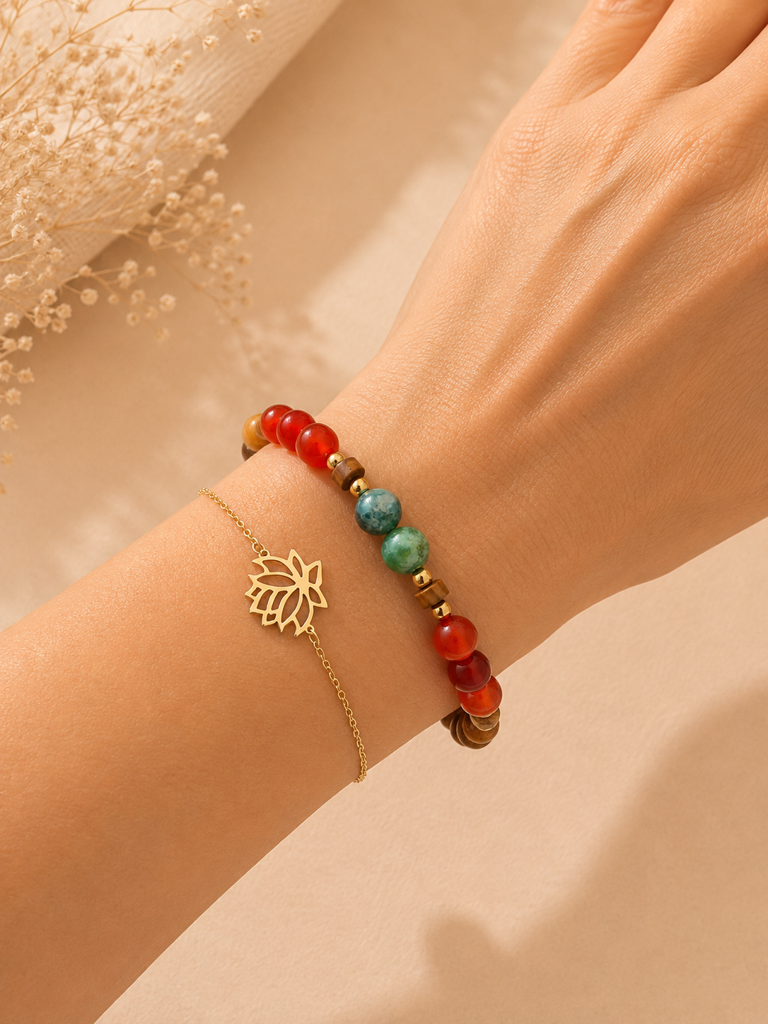 Bracelet "J'ose avancer" – Agate Indienne & Cornaline