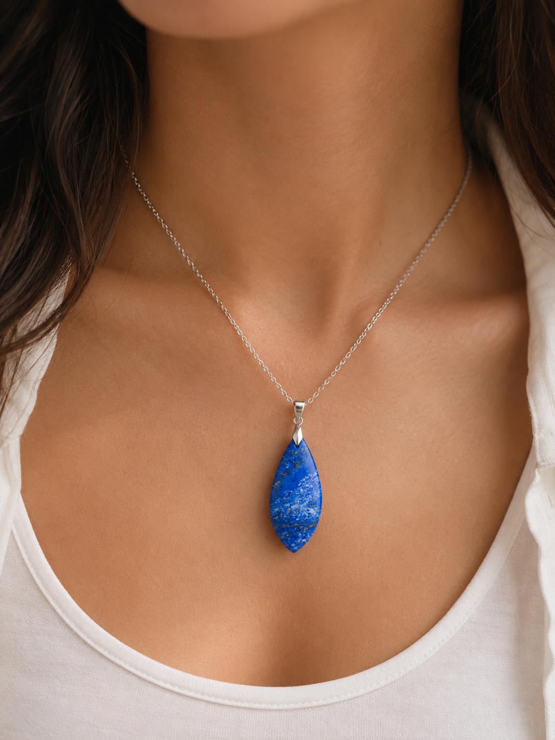 Collier Navette en Lapis Lazuli