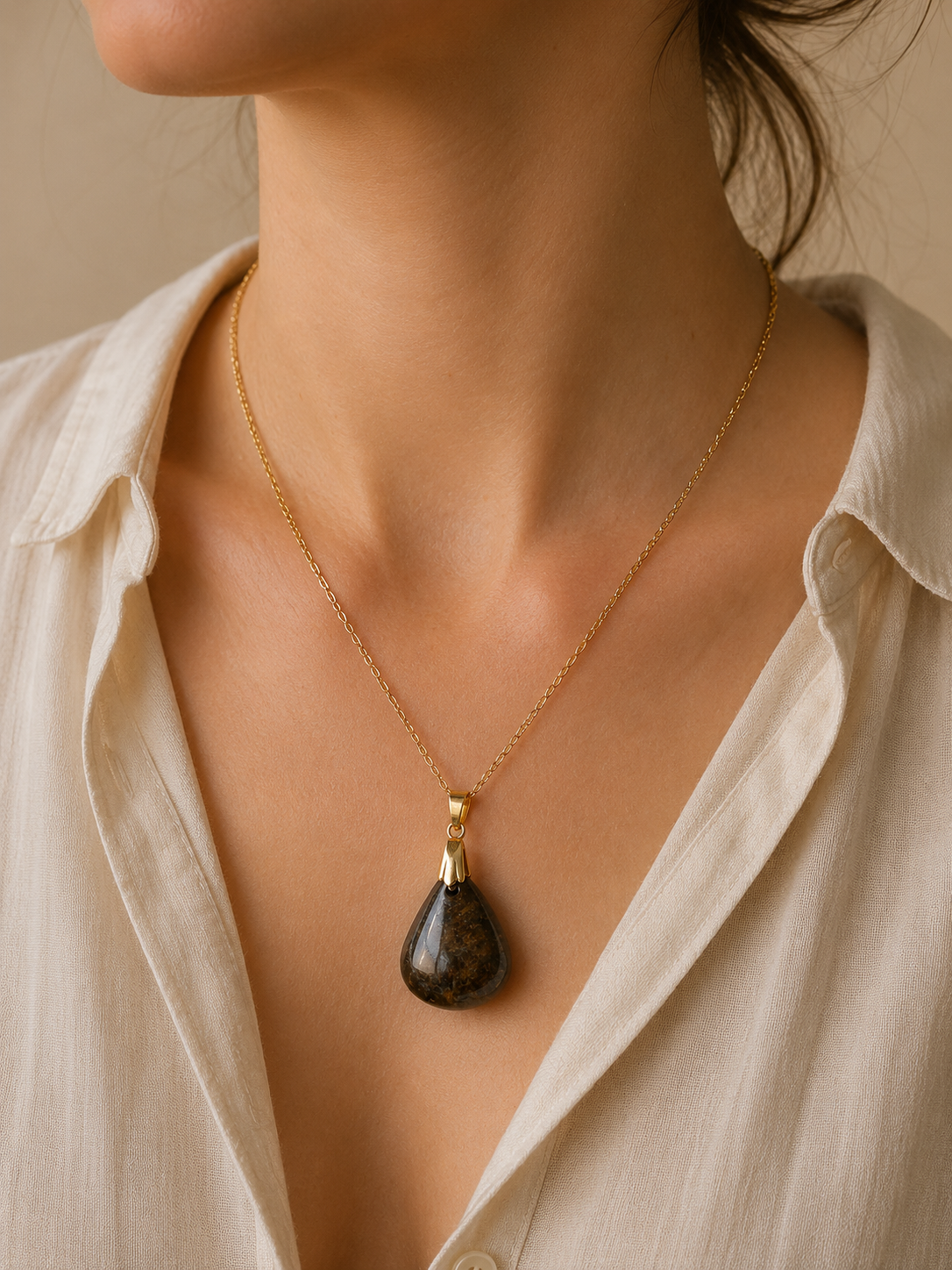 Collier Goutte en Bronzite