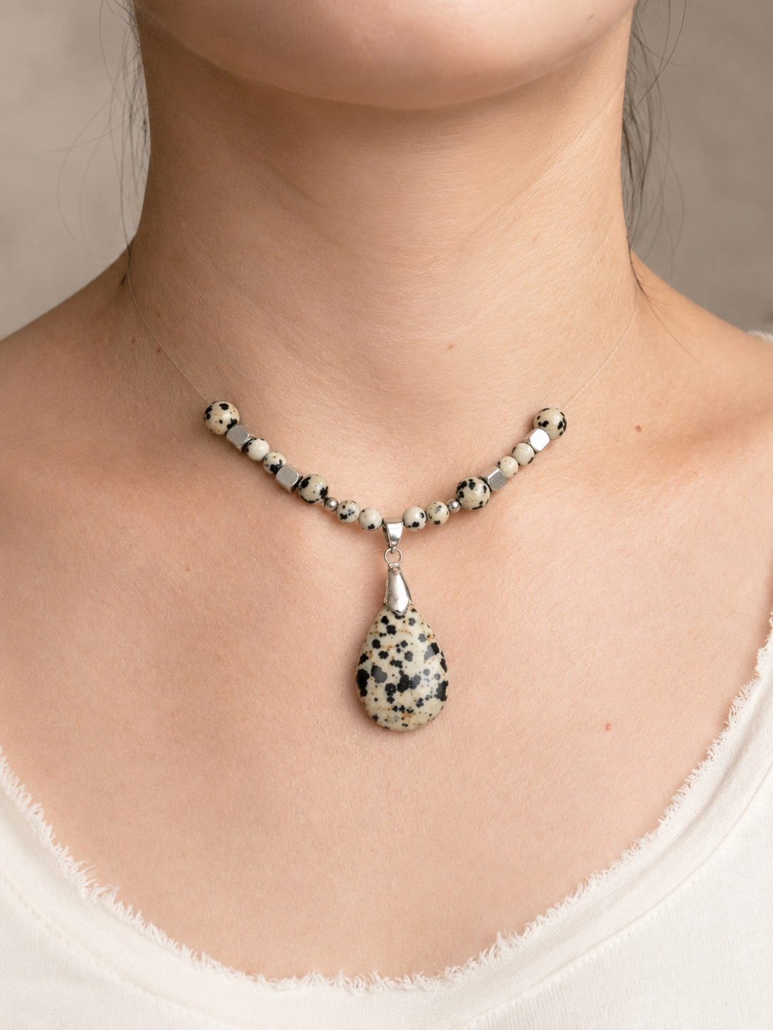 Collier Ancrage – Jaspe Dalmatien