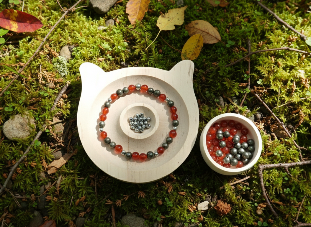 Kit créatif adulte « Élan & Vitalité » – Cornaline & Pyrite