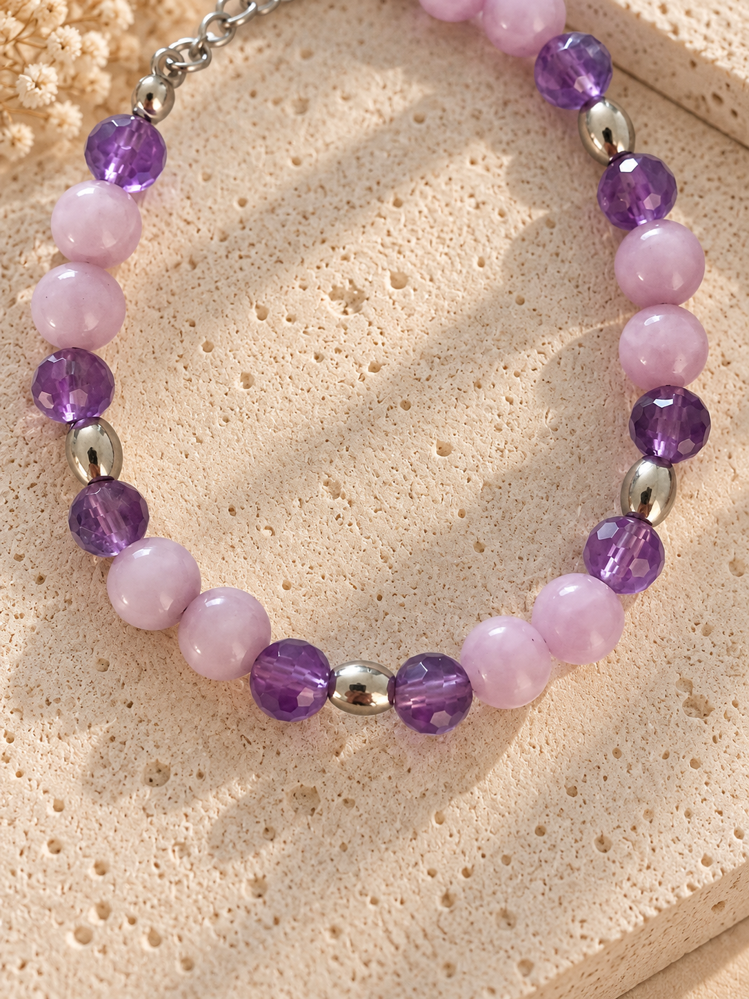 Bracelet "Sérénité" – Améthyste & Lépidolite