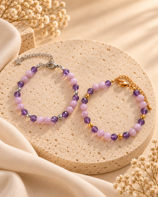 Bracelet "Sérénité" – Améthyste & Lépidolite