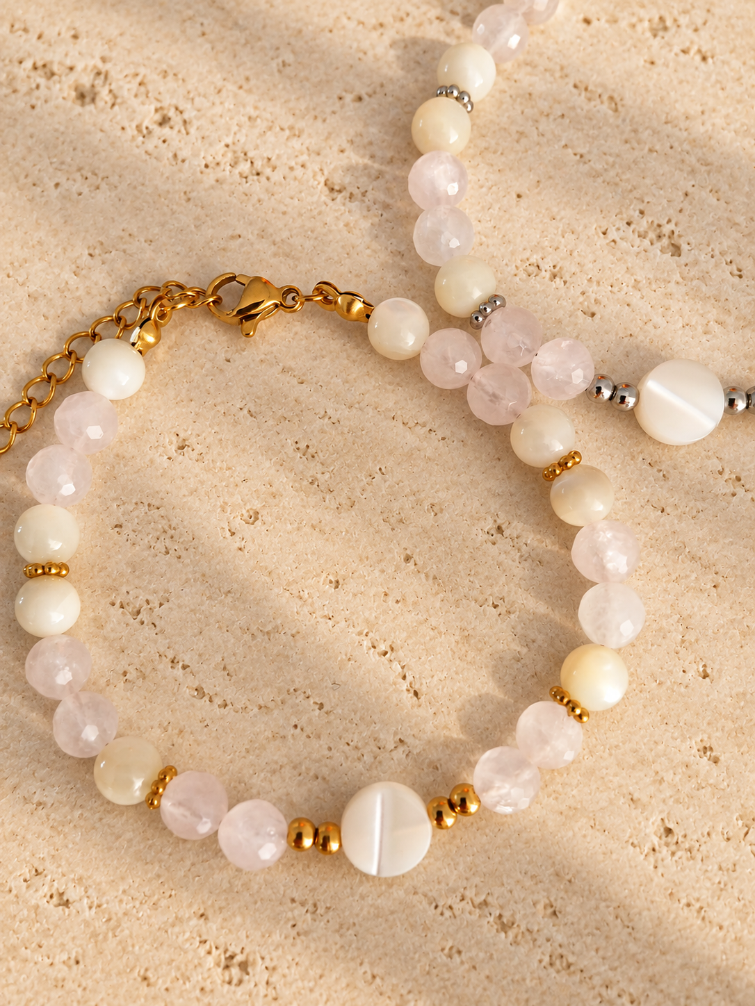 Bracelet "Tendresse" – Quartz rose & Nacre