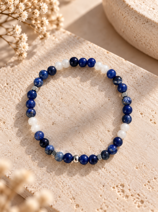 Bracelet "Sérénité" – Jade blanc & Sodalite