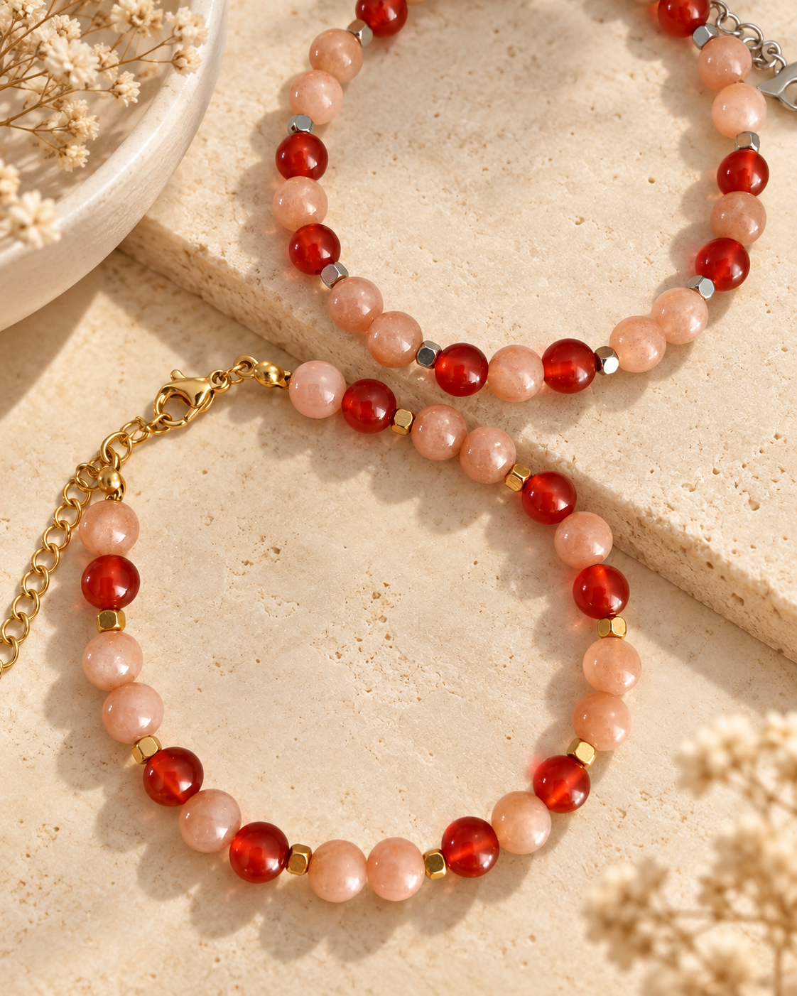 Bracelet "Rayonnement" – Cornaline & Pierre du Soleil