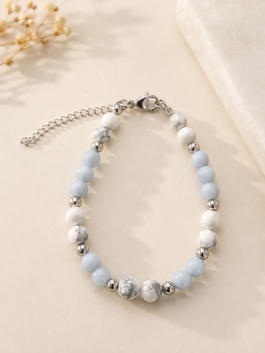 Bracelet "Enfin souffler" – Angélite & Howlite