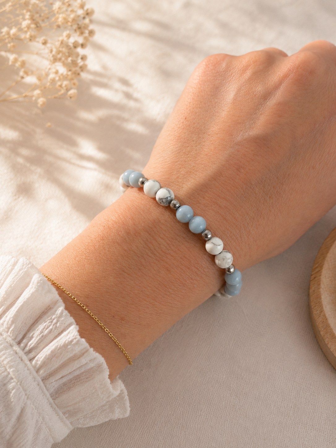 Bracelet "Enfin souffler" – Angélite & Howlite