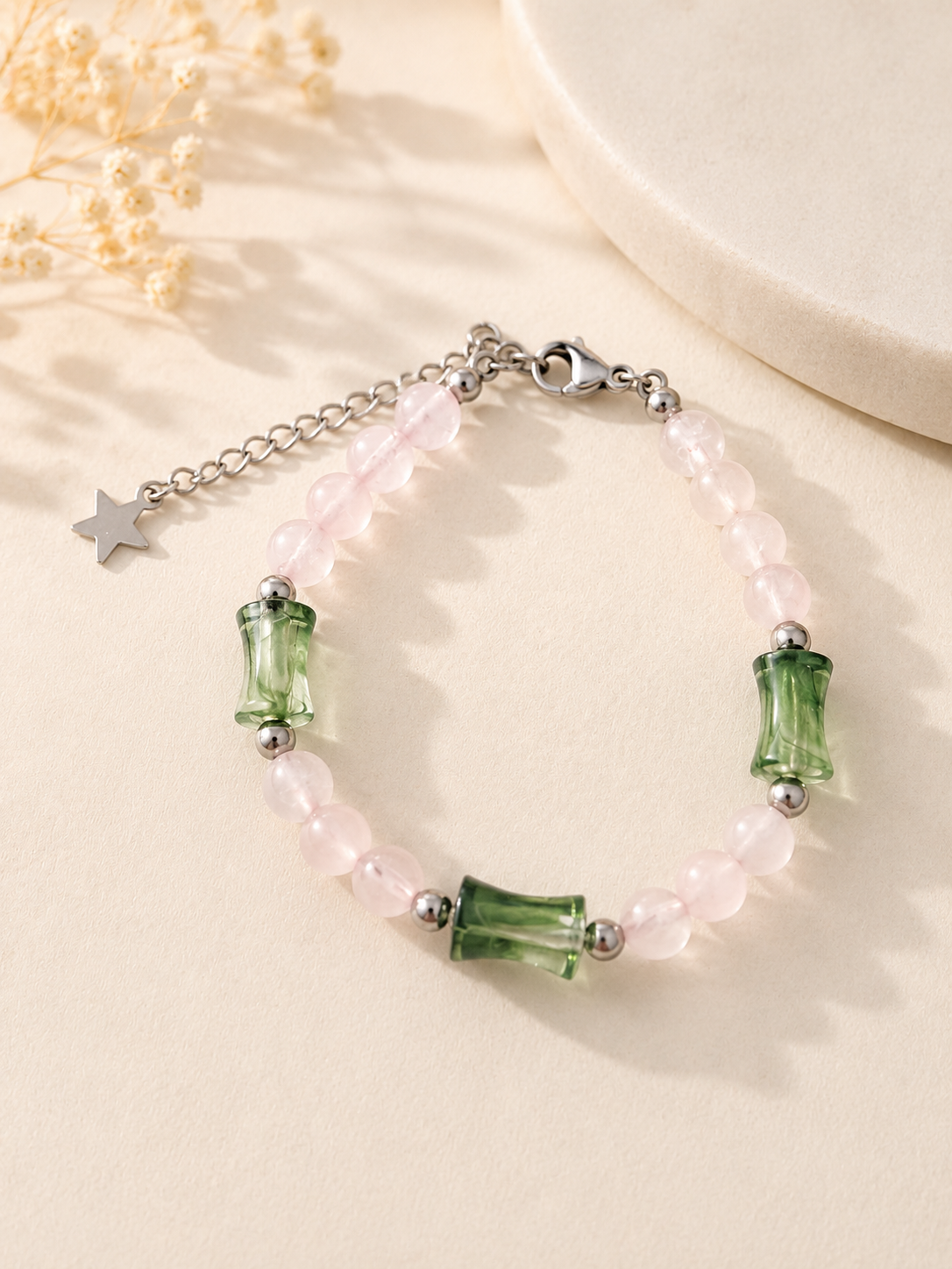 Bracelet "Jardin de douceur" – Quartz Rose
