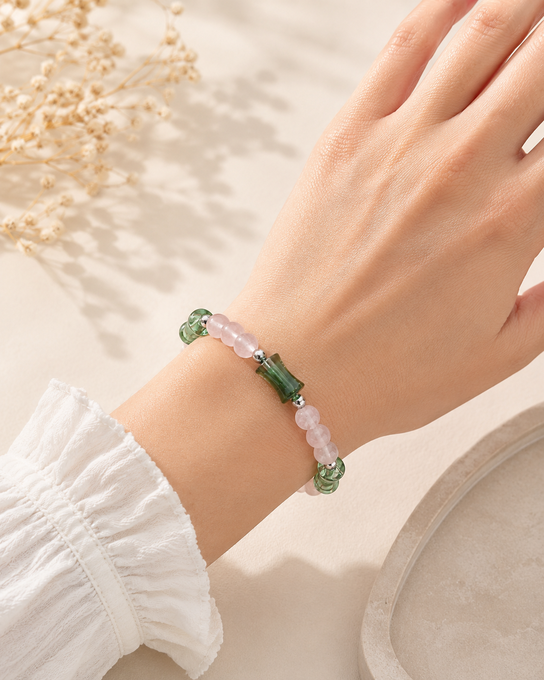 Bracelet "Jardin de douceur" – Quartz Rose