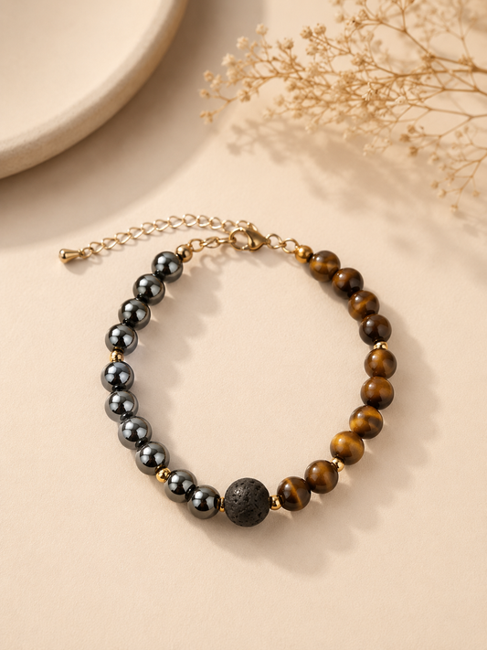 Bracelet "Je retrouve mon élan" – Œil de Tigre & Hématite