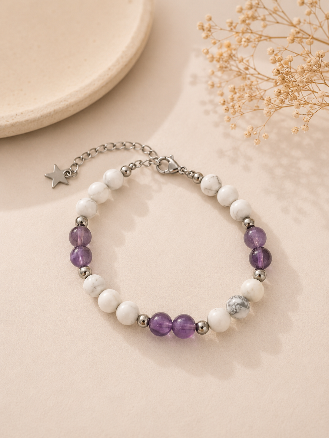 Bracelet "Un peu de calme" – Améthyste & Howlite