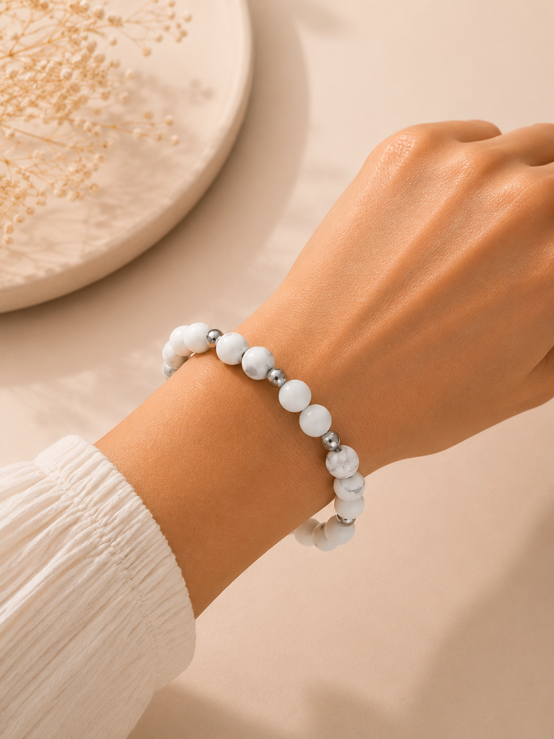 Bracelet "J'ose dire ce que je ressens" – Aigue-Marine & Howlite