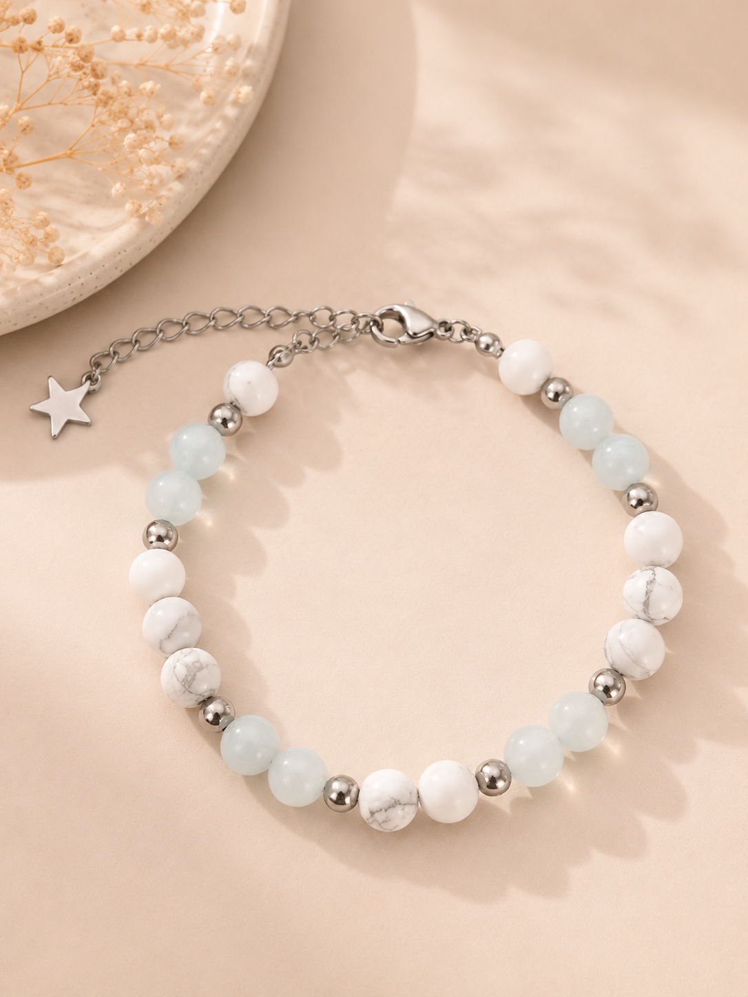 Bracelet "J'ose dire ce que je ressens" – Aigue-Marine & Howlite