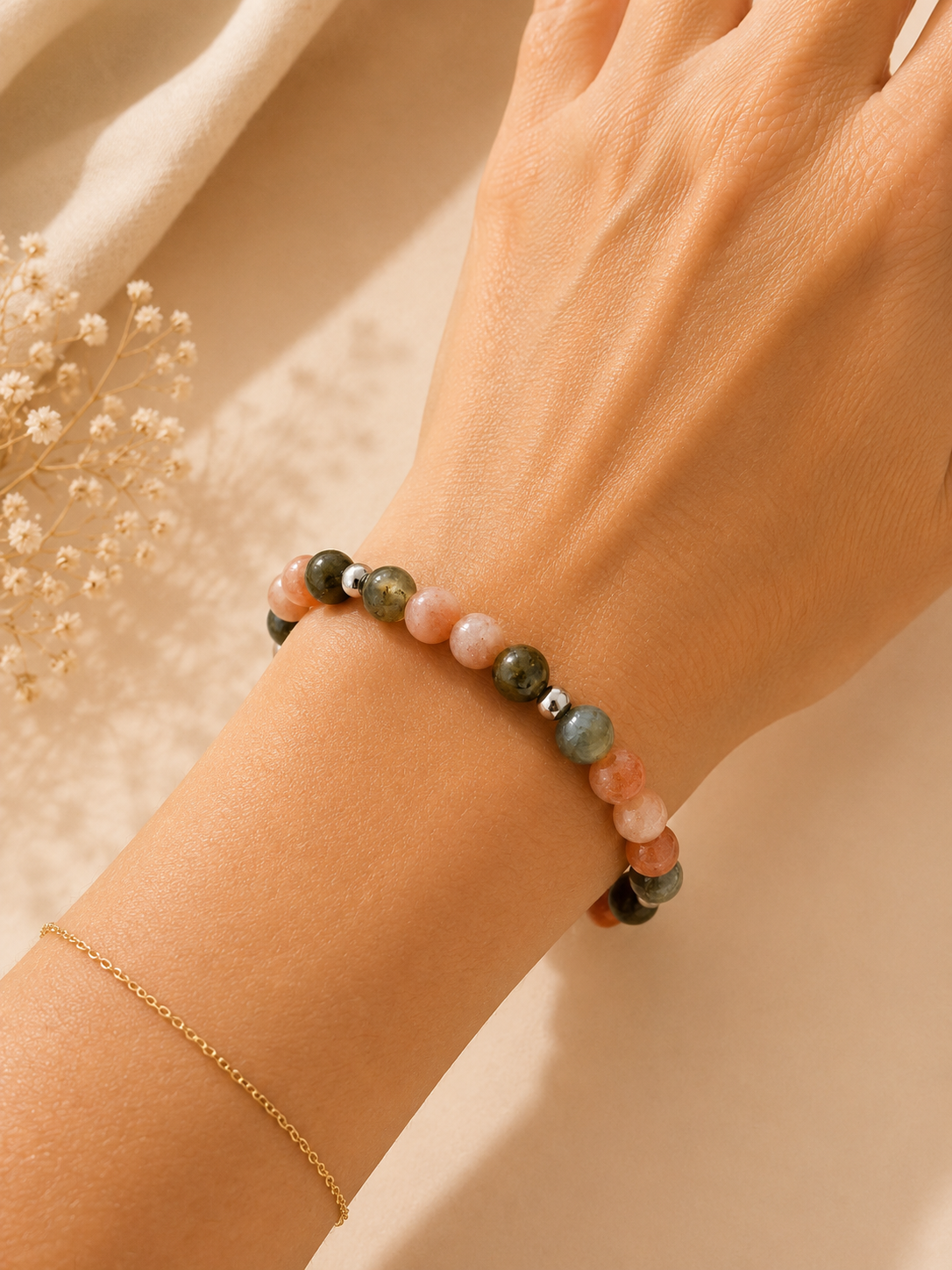 Bracelet "Je retrouve ma lumière" – Labradorite & Pierre du Soleil