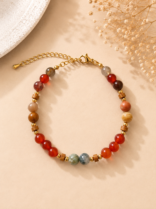 Bracelet "J'ose avancer" – Agate Indienne & Cornaline