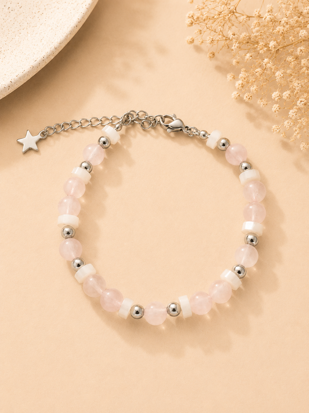 Bracelet "Une parenthèse de douceur" – Quartz Rose & Nacre