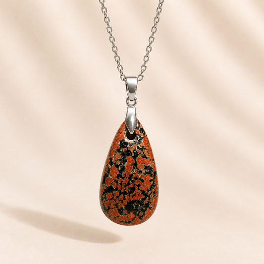 Collier Goutte en Obsidienne Acajou