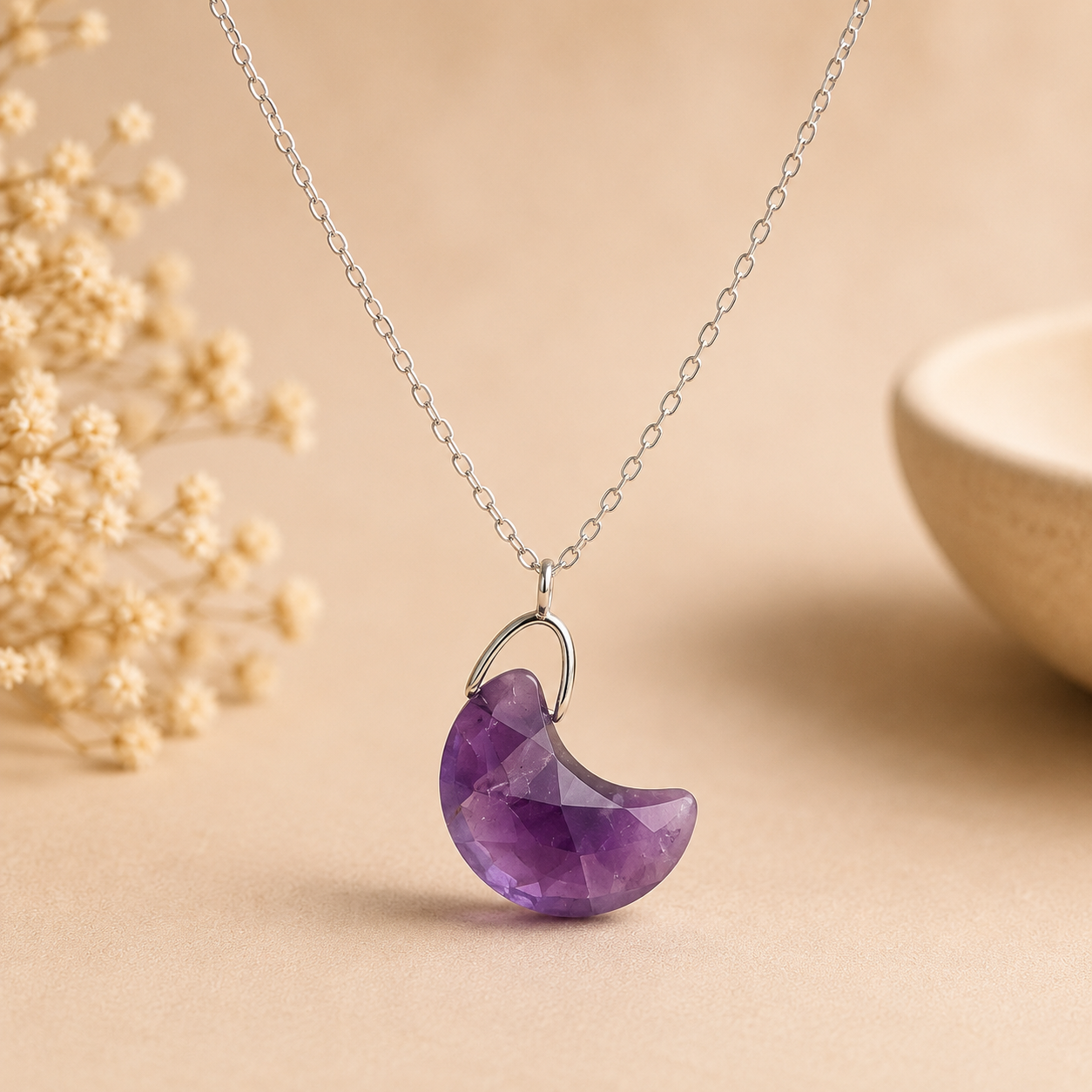 Collier Grande Lune en Améthyste