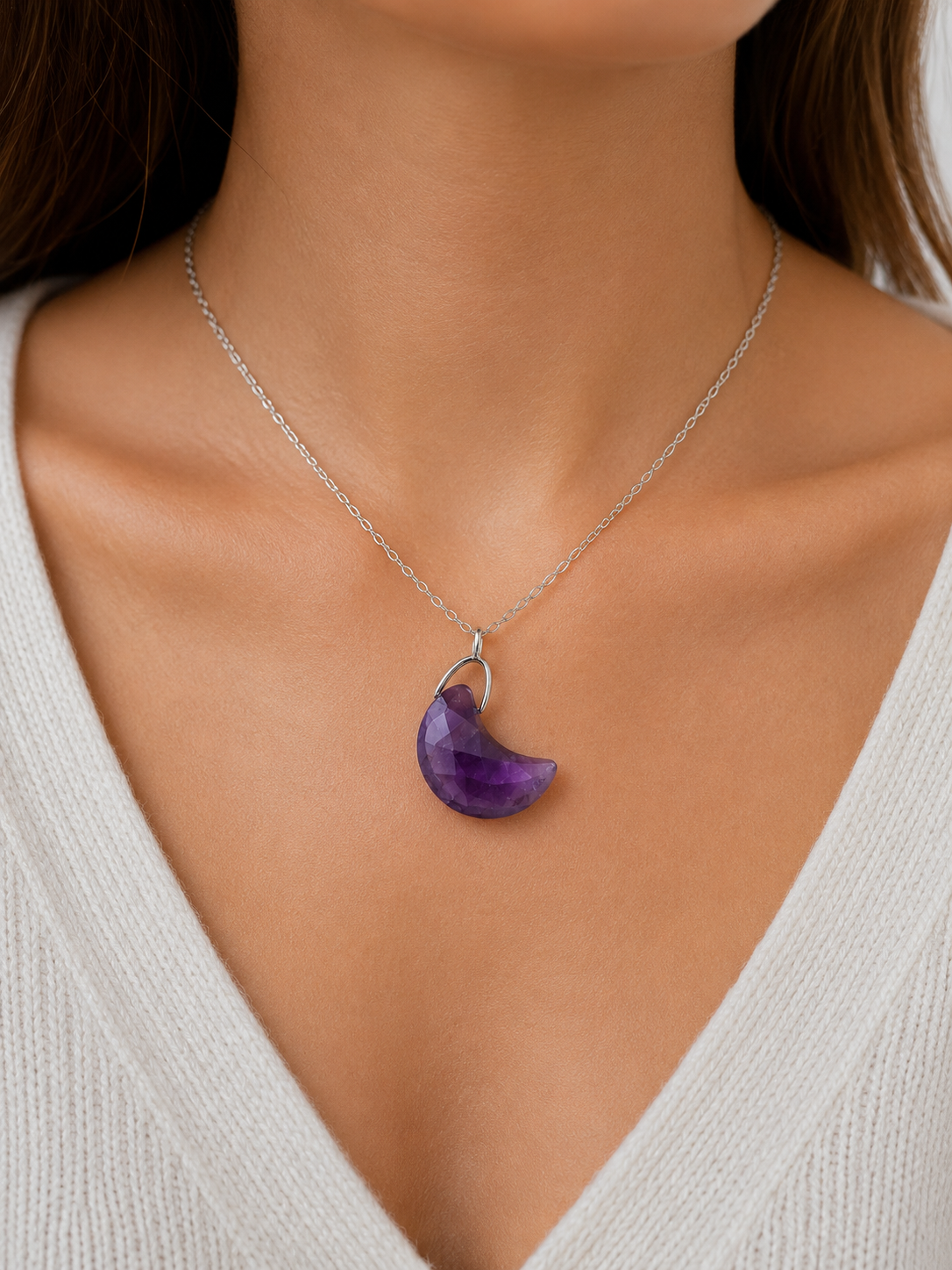 Collier Grande Lune en Améthyste