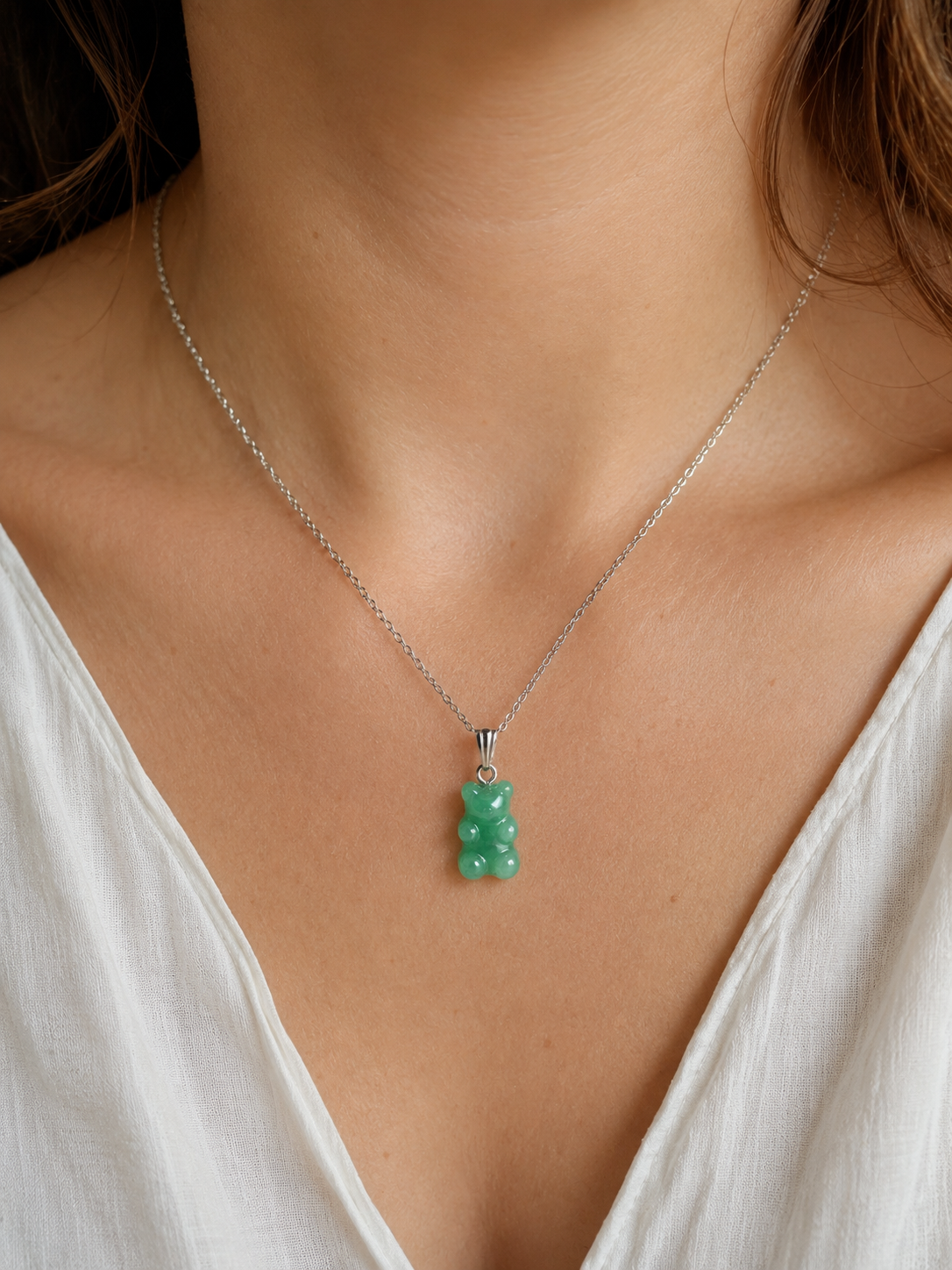Collier Nounours en Aventurine Verte