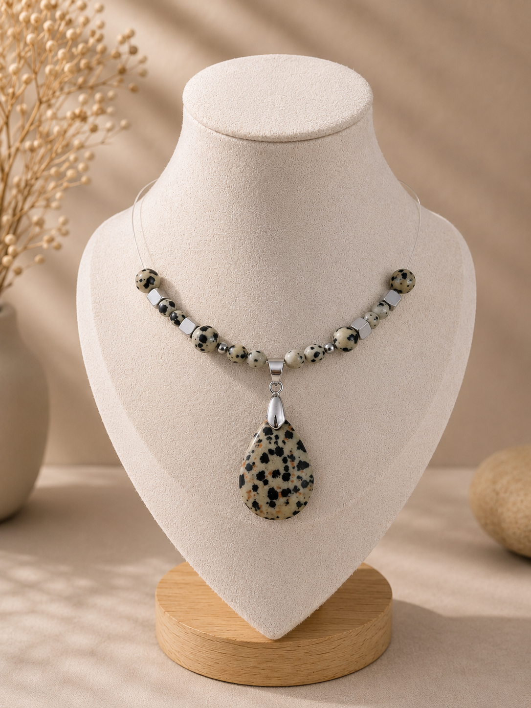 Collier Ancrage – Jaspe Dalmatien