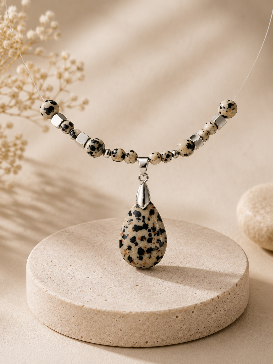 Collier Ancrage – Jaspe Dalmatien