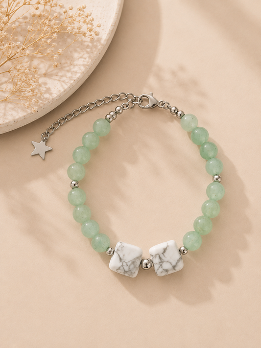 Bracelet "Je relâche la pression" – Aventurine Verte & Howlite