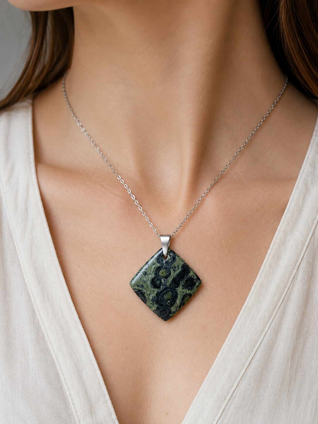 Collier Losange en Jaspe Kambaba