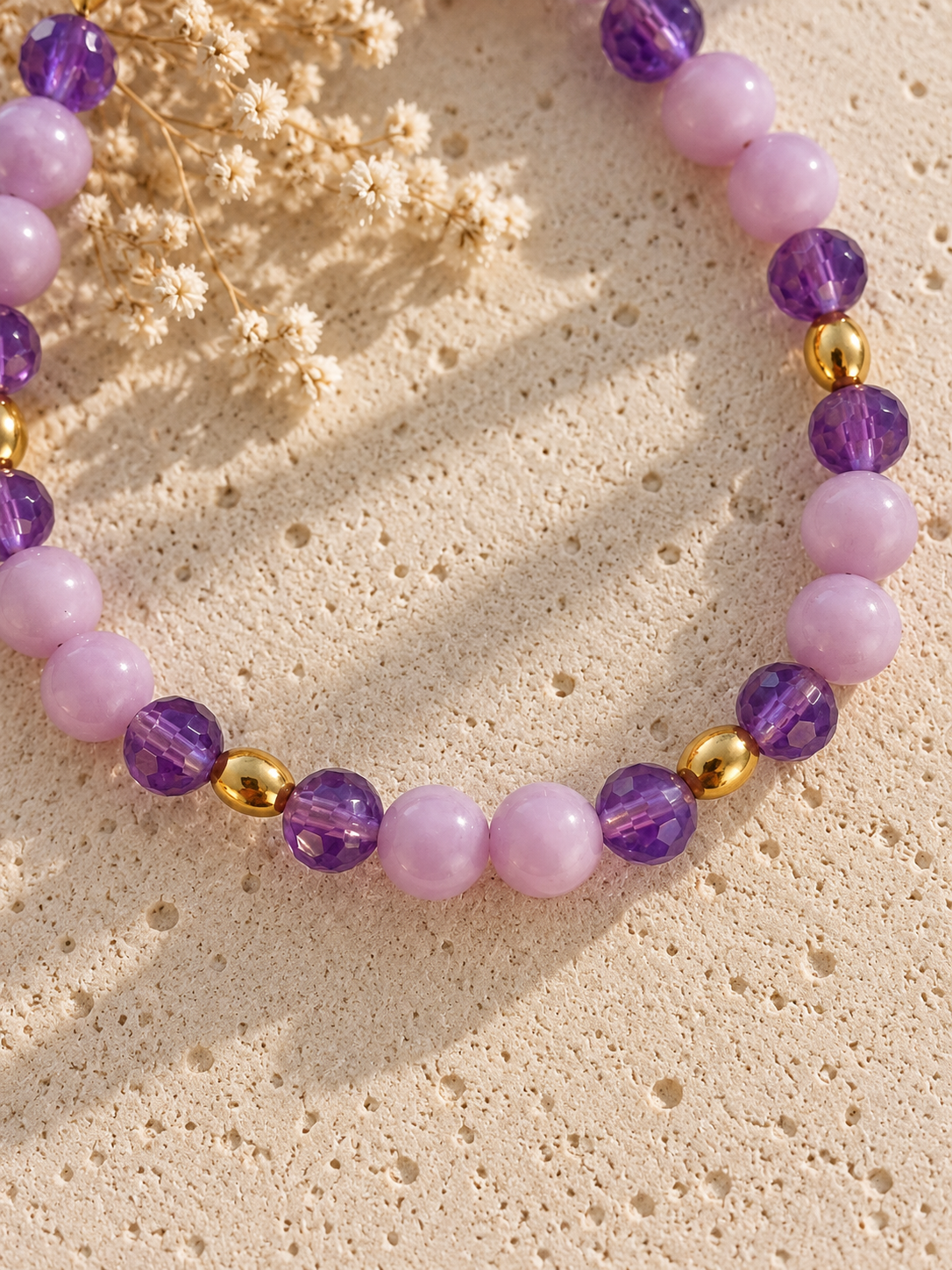 Bracelet "Sérénité" – Améthyste & Lépidolite